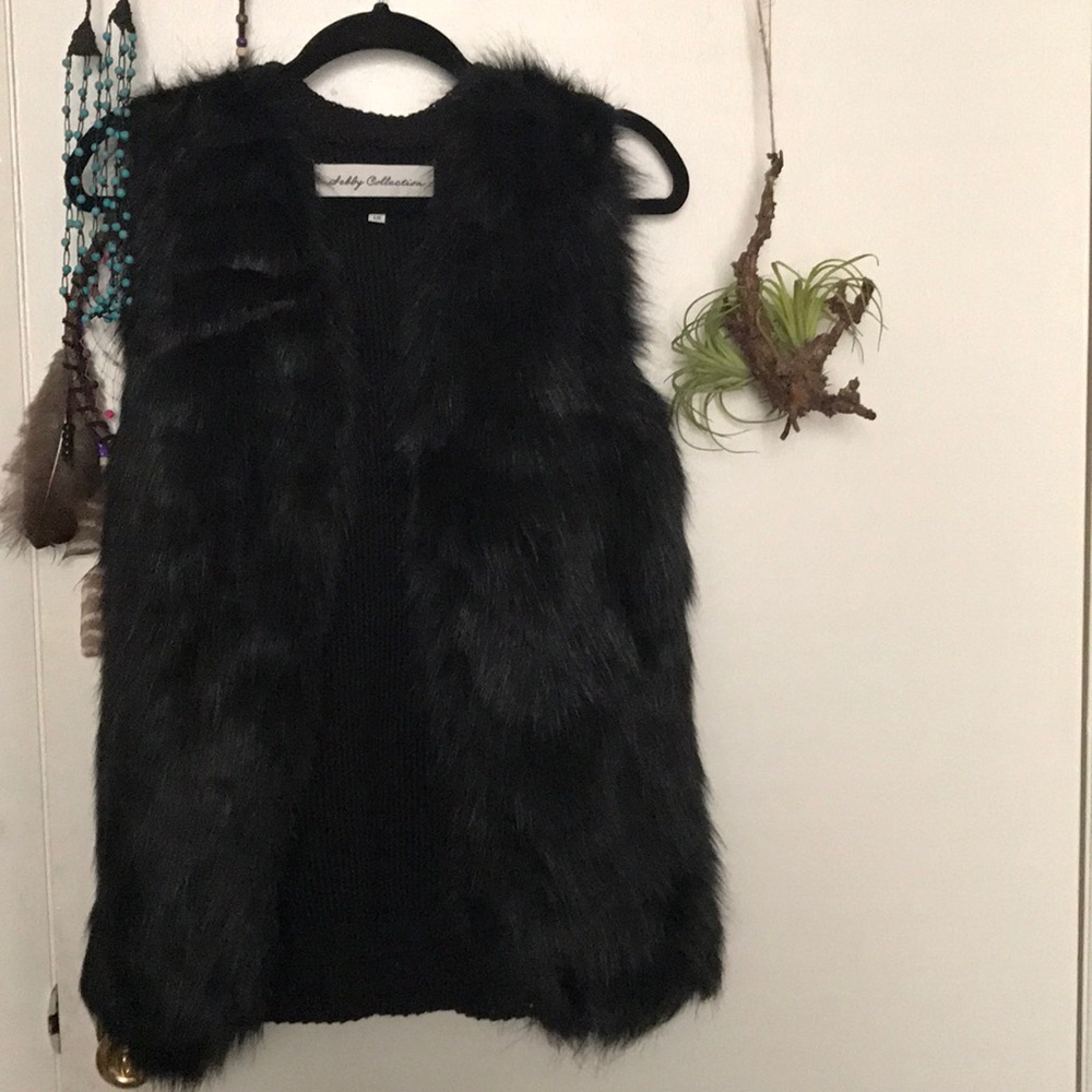 Black furry vest